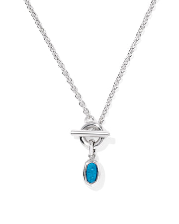 KENDRA SCOTT- Mini Rhodium Elisa Pendant Necklace in Variegated Indigo Magnesite